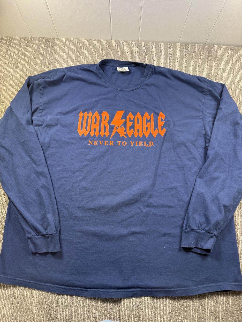 Comfort Colors Shirt Mens 3XL Blue War Eagle Long Sleeve Graphic Football Tee